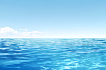 Fototapeta premium Crystal Clear Ocean Waves Under a Bright Blue Sky – Nature Stock Photo for Relaxation & Calmness