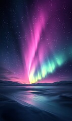 Spectacular Aurora Borealis Lights up the Night Sky Over a Serene Landscape at Dusk