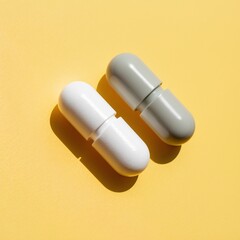 Simple Capsules on Yellow Background