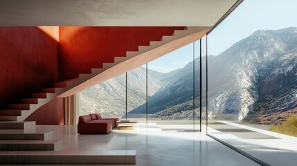 Fototapeta premium Modern Home with Stunning Mountain Views