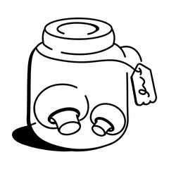 Drawing style icon of mushroom jar 