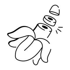 A sketchy style icon of banana slices 

