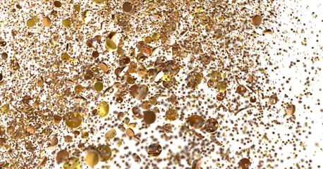 gold  Burst: Astonishing 3D Illustration of Bursting gold Confetti