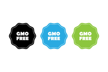 Gmo free product. 100% gmo free logo, sticker, label, or food packaging stamp. Gmo free product.