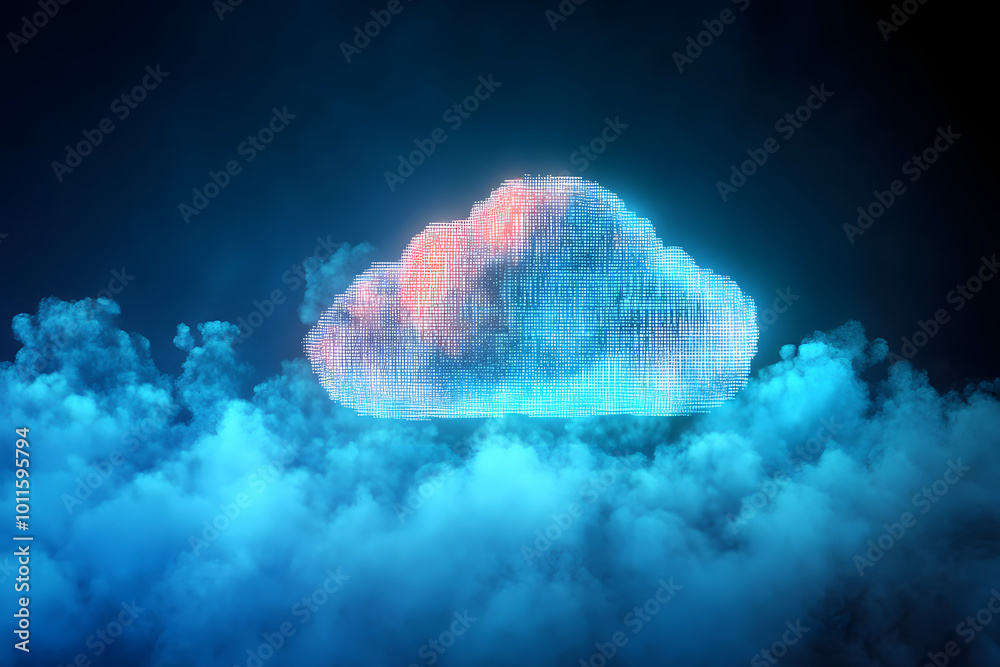 Wall mural cloud networking concept: cloud on digital background
