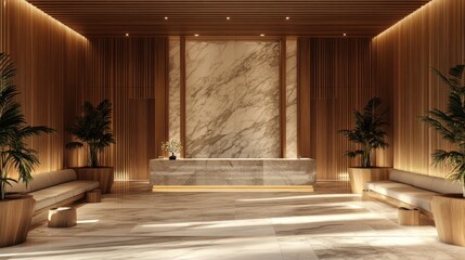 Modern Hotel Lobby with Minimalist Design