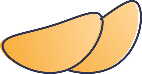 Two stylized potato chips overlapping, symbolizing snack time.