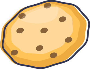 Illustration of a bitten chocolate chip cookie with crumbs, symbolizing a tasty treat.