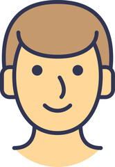 A simple yellow smiley face with eyes and a wide smile, symbolizing happiness and positivity.