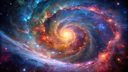 Obraz premium A Cosmic Symphony of Colors A Vibrant Nebula Swirls with Radiant Hues and Shimmering Stars