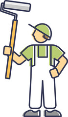 Illustration of a painter holding a paint roller, symbolizing creativity and transformation.