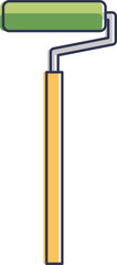 Illustration of a paint roller with a green roller and yellow handle, symbolizing painting and renovation.