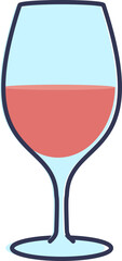 Illustration of a wine glass half-filled, symbolizing relaxation and enjoyment.