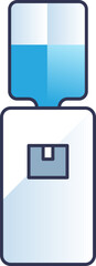 Illustration of a water dispenser with a blue water bottle on top, symbolizing hydration and office amenities.