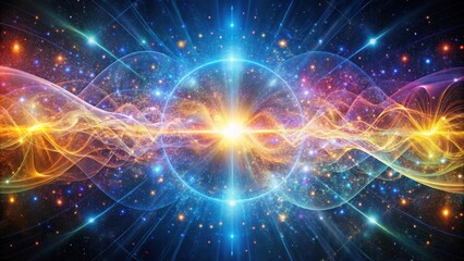 Fototapeta premium Cosmic Energy Flowing Through A Galactic Ring, Illuminating The Void With Vibrant Light And Colors