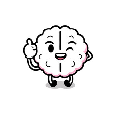 Brain character doing Korean finger heart on a isolated white background (8)