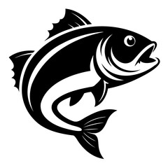 Big bass fish black silhouette for fishing logo design vector illustration