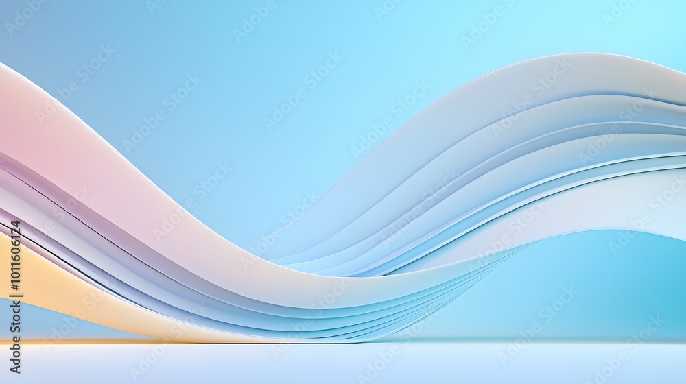 Poster elegant symmetry of curves in minimalist design - delicate transitions and soft reflections create a