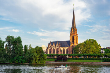 Naklejka premium Frankfurt am Main city Lutheran church on a bright sunny summer day, Germany