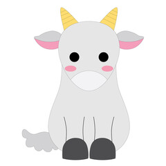 cute cartoon colorful little white goat stock vector, white background
