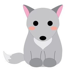 cute cartoon colored little gray wolf cub stock vector, white background, cartoon