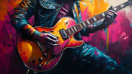 Obraz premium Abstract Guitar Player Illustration