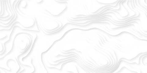 Abstract wavy line 3d paper cut white background. Topographic canyon geometric map relief texture with curved layers and shadow.