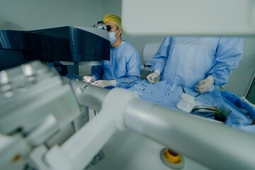 Eye surgery in a modern clinic. Vision correction