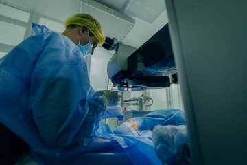 Eye surgery in a modern clinic. Vision correction