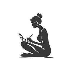 Silhouette of a Woman Writing in a Notebook