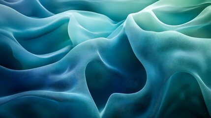 Obraz premium Abstract 3D Background with Wavy Teal and Blue Shapes