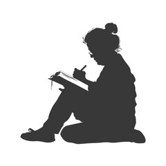 Silhouette of a Woman Writing in a Notebook