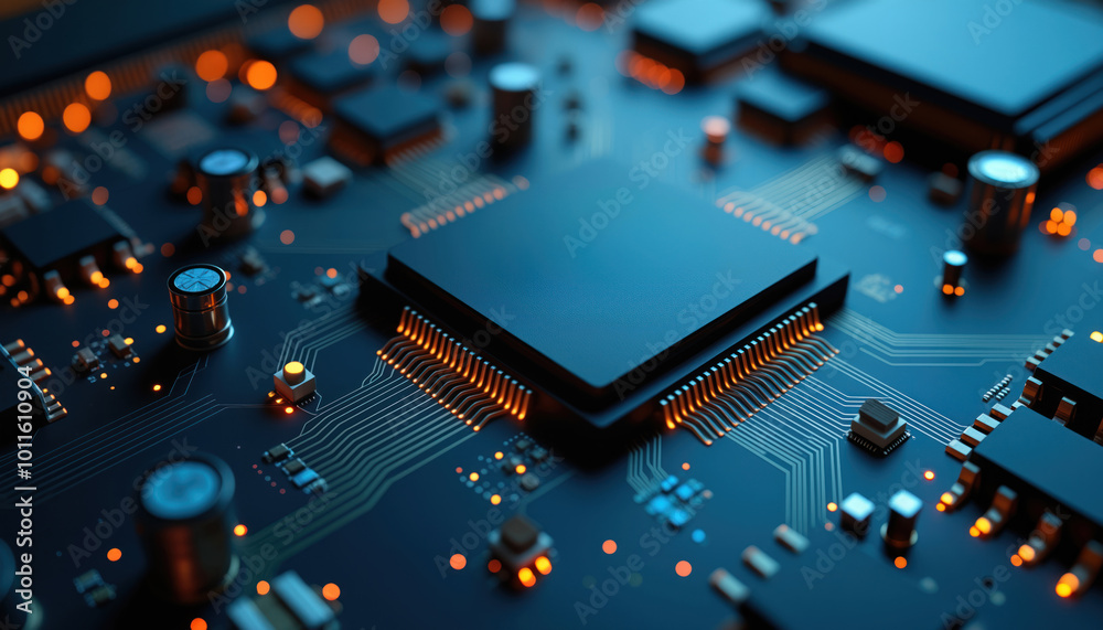 Poster high-performance processor with heatsink: a close-up of a high-performance processor with a heatsink