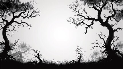Obraz premium Spooky trees with twisted branches at the border