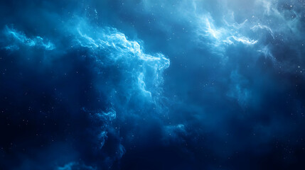 Abstract Blue Nebula Background with White Stars