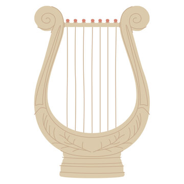 Lyre, classical ancient Greek string instrument. Traditional cultural music lyra icon. Antique historical small harp.