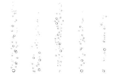 Oxygen air bubbles  flow  in water on white  background.