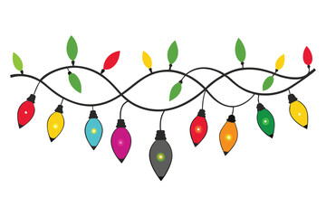 Christmas lights vector illustration isolated on a white background