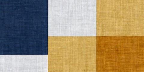 Fototapeta premium Abstract Four-Square Composition Navy, White, Gold, and Orange Textures, Abstract, Fabric Texture, Square Composition
