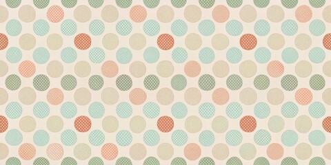 Abstract Polka Dot Pattern with Hand-Drawn Circles, Green, Orange, Beige, Polka Dot, Pattern, Circles