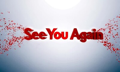 See You Again -  Red 3D Text with Confetti