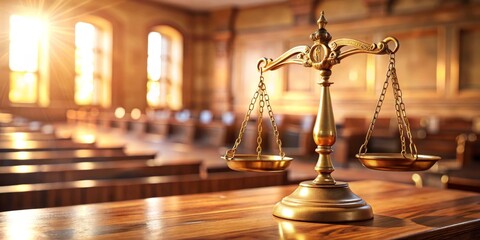 Golden Scales of Justice in Courtroom, courtroom, justice, law