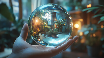 Fototapeta premium Crystal ball showing a rich future generative ai. Crystal Ball Vision. Illustration