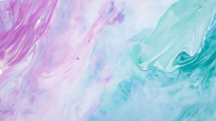 Fototapeta premium Closeup Artwork light blue pink mix brush stroke, splash color and oil, acrylic paint element.