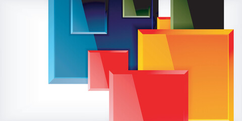 Colorful squares with reflections abstract background design. Vector Illustration For Wallpaper, Banner, Background, Card, Book Illustration, landing page