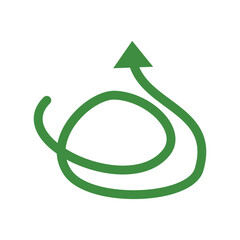 green eco symbol with arrow on white background. Eco illustration element design with green arrow symbol in white background. Illustration element with environmental theme