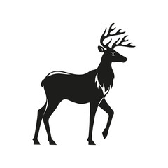 Deer. Black and white vector isolated illustration. Icon.