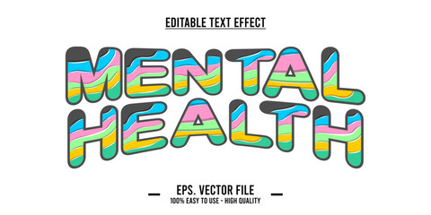typography MENTAL HEALTH word art illustration, editable text effect, eps file format