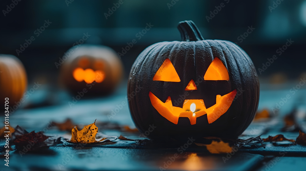 Poster Halloween pumpkin scary jack o lantern holiday background