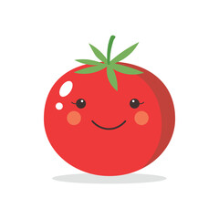 Vector illustration of a red tomato isolated on white , Tomato vector. Tomato on white background. Tomato vector in cartoon style